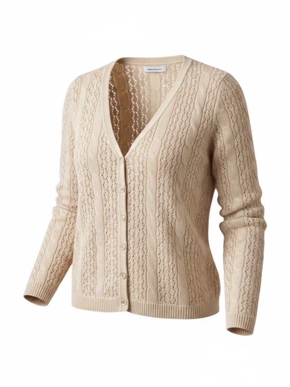 American Eagle Outfitters Cream Openstitch  V-Neck Cardigan